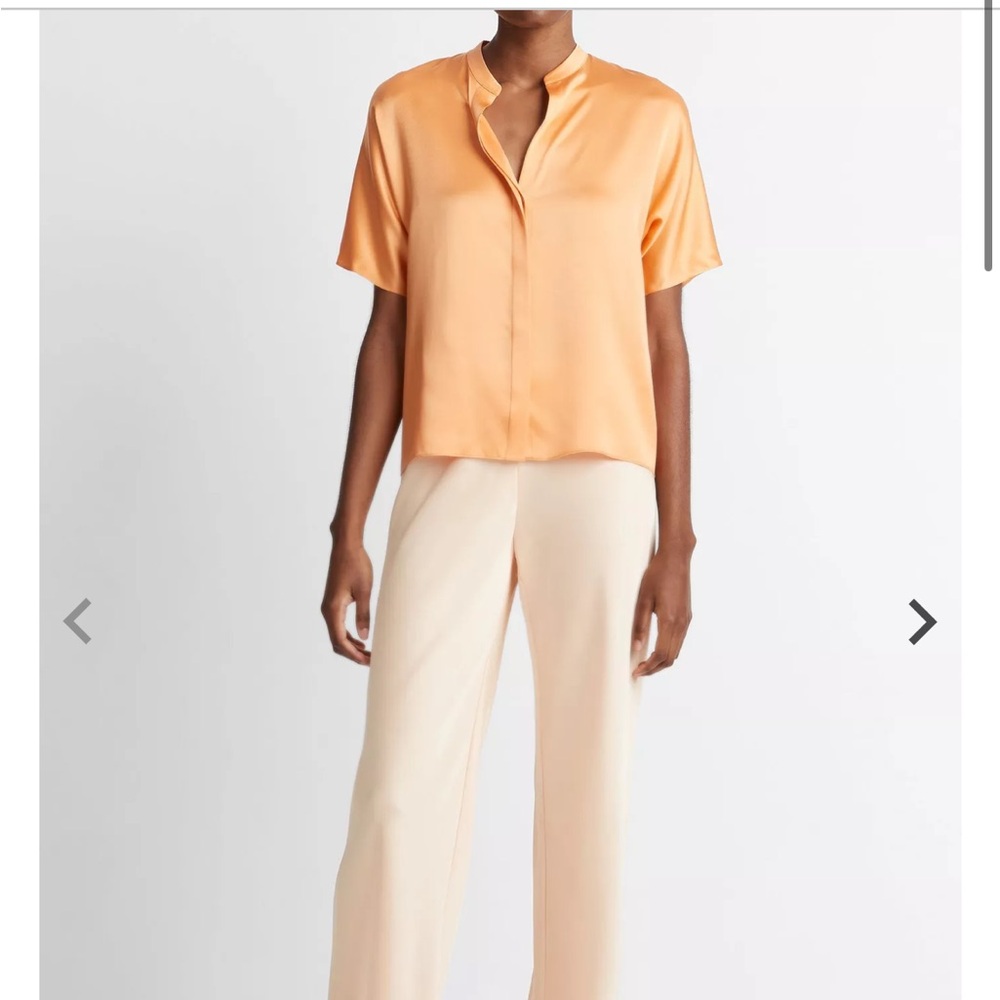Vince Silk Short Sleeve Top in Yellow